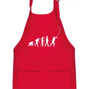 Kuchyňská zástěra Evoluce rybaření - Dětská zástěra na vaření - Univerzální velikost ( Červená )