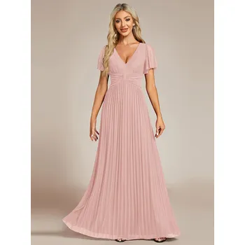 Dámské šaty Třpytivé večerní šaty ze síťoviny s výstřihem do V Barva: Růžová, Velikost: 9XL