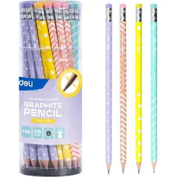 Grafitová tužka Tužka HB s gumou kulatá DELI EC047-HB mix