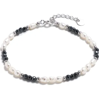 Náhrdelník AURA Minerální náramek přírodní Hematit a perly, stříbro AG925 - AU0047