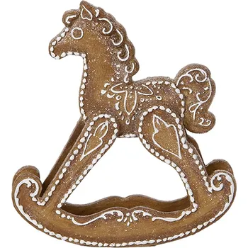 Vánoce Clayre & Eef - Dekorativní figurka perníkového houpacího koníka 6PR5621