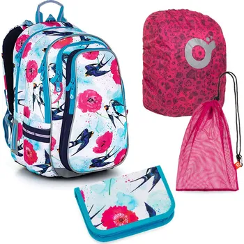 Školní batoh Velký set do školy Topgal LYNN, s vlaštovkami a máky