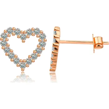 Náušnice Olivie Stříbrné náušnice ROSE moissanitové SRDCE 9811 Ag 925; ≤1,1 g.