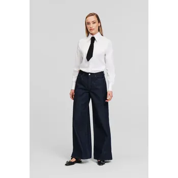 Dámské džíny DŽÍNY KARL LAGERFELD MID RISE WIDE LEG DENIM PANTS DARK BLUE DENIM