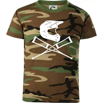 Cross helma / berle - Dětské maskáčové triko - 122 cm/6 let ( Hnědý maskáč )