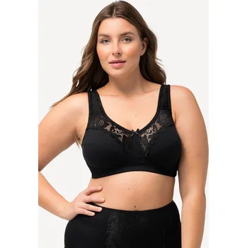 Podprsenka Ulla Popken, Plus size Odlehčující podprsenka, bez kostic, krajka, košíčky C-E pro plnoštíhlé nadměrná velikost, 800619100-1121, černý, 90F, Nadměrné velikosti, Plus size oblečení, Oblečení pro boubelky, Oblečení pro baculky, Oblečení pro plnoštíhlé, Oble