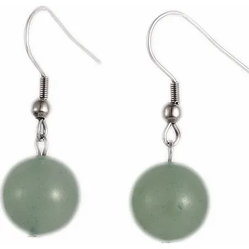 Drahý kámen Avanturín náušnice velké kuličky a nerezová ocel délka cca 3,5 cm