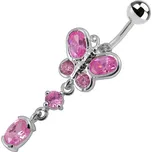 Šperky4U Stříbrný piercing do pupíku - motýlek - BP01272-P
