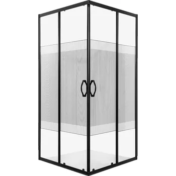 Novoterm Čtvercový sprchový kout NV-Xenia 90x90 černá/potisk + vanička