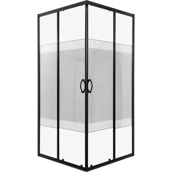 Novoterm Čtvercový sprchový kout NV-Xenia 90x90 černá/potisk - bez vaničky