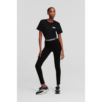 Dámské legíny LEGÍNY KARL LAGERFELD LOGO ELASTIC PUNTO LEGGINGS BLACK
