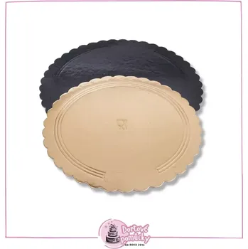 Zlato-černá dortová podložka 26 cm (pevná) vlnkovaný okraj