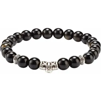 Náramek Nefertitis Obsidián náramek s ozdobami v tibetském stylu 16-22 cm