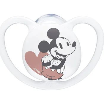 dudlíky NUK Dudlík Space Disney Mickey v boxu, bílý 0-6m