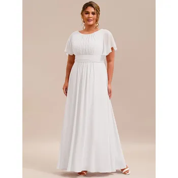Dámské šaty Skládané šaty pro družičku s kulatým výstřihem Barva: Bílá, Velikost: 7XL