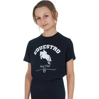 Chlapecké tričko EQUESTRO Triko bavlněné Jumping Horse Club Equestro, dívčí, navy 10 let