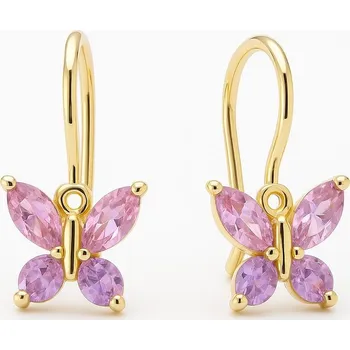 Šperk Zlaté naušnice - motýlci růžoví brizura