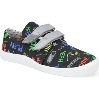 Dětská sportovní obuv Barefoot dětské tenisky Beda - Play textilní s pevným opatkem vegan černé Velikost: 32