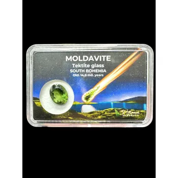 Drahý kámen Broušený vltavín v krabičce 2,15ct