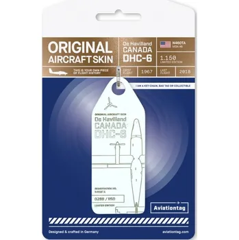 Přívěsek AviationTag - přívěsek ze skutečného letadla DHC-6 Twin Otter, Texas Air Services - bílá