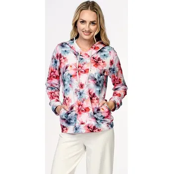 Dámská mikina Šedorůžová květovaná dámská mikina s kapucí 627 velikost 4XL