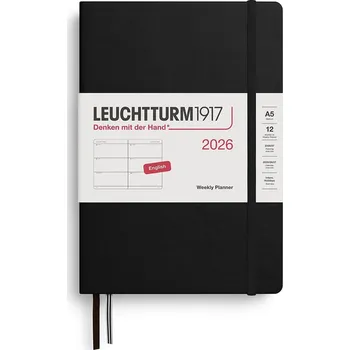 Diář Leuchtturm 1917, Týdenní diář v pevné vazbě Leuchtturm 1917 2026 EN A5 černý - Formadore
