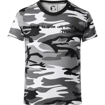 Chlapecké tričko Stavíme svépomoci - Takhle to dělám celý život - Dětské maskáčové triko - 146 cm/10 let ( Šedý maskáč )