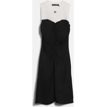 Dámské šaty ŠATY KARL LAGERFELD WOVEN/ KNIT COCKTAIL DRESS WHITE/BLACK
