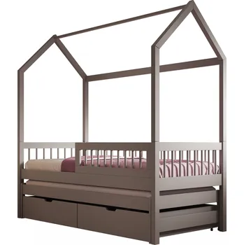 Postel ADRK Rozkládací postel ARTES II, CH-ART-II-G-200-M, 200x90 cm se zábradlím a matrací, šedá