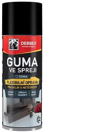 DEN BRAVEN guma ve spreji 400ml, černá, flexibilní oprava prasklin a netěsností, TA50300