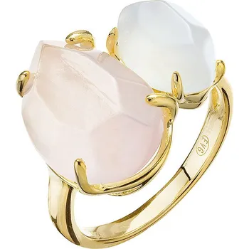 Prsten EVOLUTION GROUP CZ Pozlacený prsten pravý růženín a blue chalcedon - velikost 56 - 15025.3