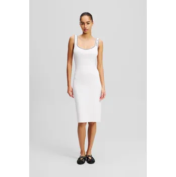 Dámské šaty ŠATY KARL LAGERFELD KNIT BODYCON DRESS WHITE