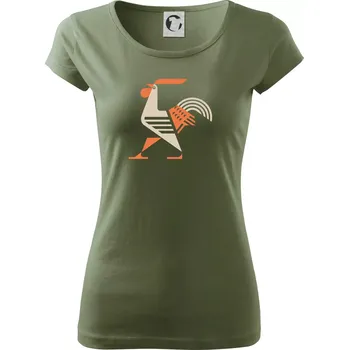 Dámské tričko Kohout kubistický - Dámské triko Pure - XL ( Khaki )