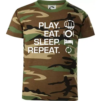 Chlapecké tričko MMA eat sleep repeat - Dětské maskáčové triko - 122 cm/6 let ( Hnědý maskáč )