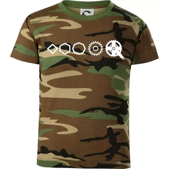 Chlapecké tričko Evoluce pedály - Dětské maskáčové triko - 134 cm/8 let ( Hnědý maskáč )