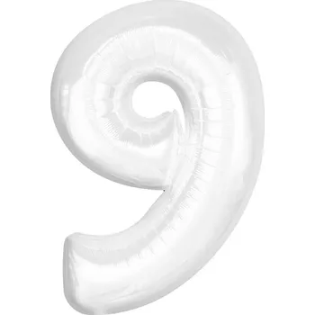 Fóliový balónek bílý číslo 9 - 92 cm