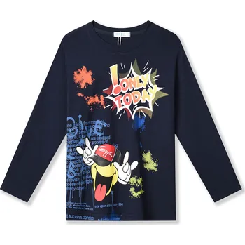 Chlapecké tričko - KUGO HC9312, tmavě modrá Barva: Modrá tmavě, Velikost: 134