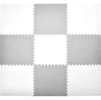 Puzzle Humbi Velká vzdělávací podložka Tlusté pěnové puzzle 180 x 180 x 1 cm XXL 9 dílků 62 x 62 x 1 cm Barva bílá a šedá bílo-šedá