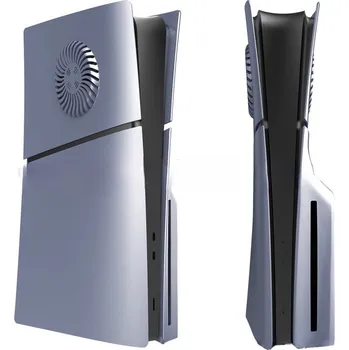 Obal na herní konzoli Výměnný kryt na PlayStation 5 SLIM diskovou verzi s otvorem na větrák stříbrná (matná)