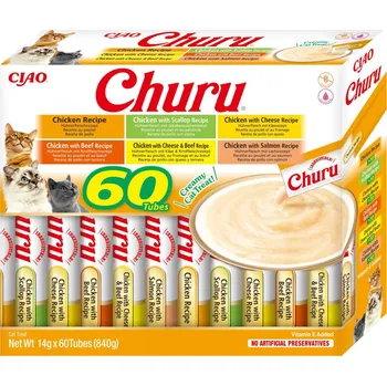 Pamlsek pro kočku Churu cat masové pyré mix - kuře 840g (BAL.)