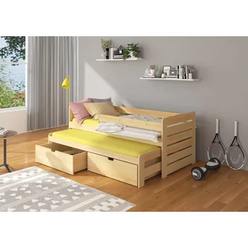 Postel ADRK Rozkládací postel TOMI, CH-Tom-PINEN-186-E1422, 180x80 cm se zábradlím, borovice