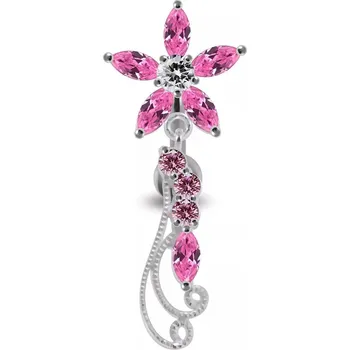 Piercing Šperky4U Stříbrný piercing do pupíku - kytička - BP01194-P