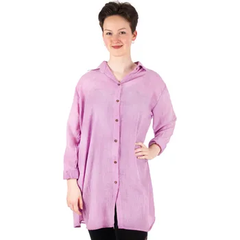 Dámská halenka Fialová bavlněná dámská košile s dlouhým rukávem Savitree Violet - Long, jednobarevná, Sittar UNI