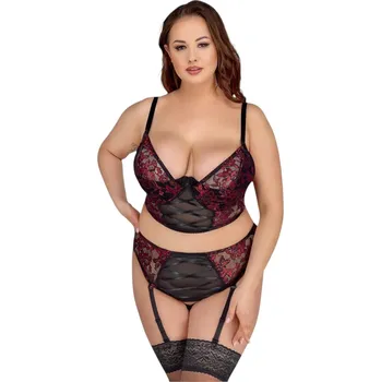 Dámská erotická souprava Cottelli Plus Size – souprava podprsenky (červená) - 90C/XL
