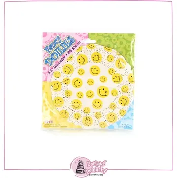 Krajka kulatá 21,5 cm - smajlík 16 ks