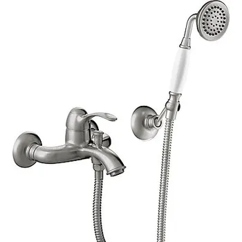 TRES Tres-Clasic - Baterie vanová nástěnná s hadicí, sprchovou hlavicí a držákem sprchy, ocel, 24217001AC