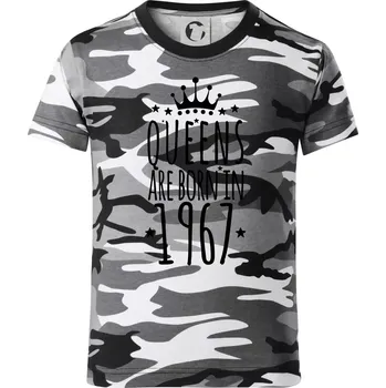 Chlapecké tričko Queens are born in 1967 - Dětské maskáčové triko - 104-110cm / 3-4 roky ( Šedý maskáč )