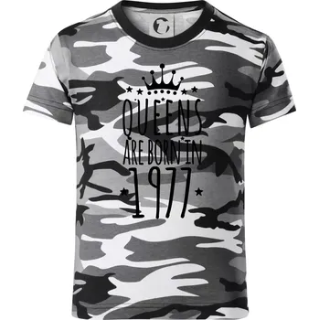 Chlapecké tričko Queens are born in 1977 - Dětské maskáčové triko - 122 cm/6 let ( Šedý maskáč )