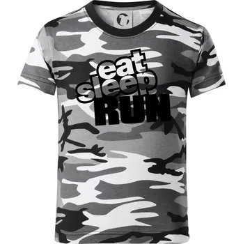 Chlapecké tričko Eat sleep run velké - Dětské maskáčové triko - 146 cm/10 let ( Šedý maskáč )