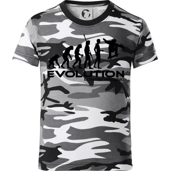 Chlapecké tričko Evoluce longboard jump - Dětské maskáčové triko - 146 cm/10 let ( Šedý maskáč )